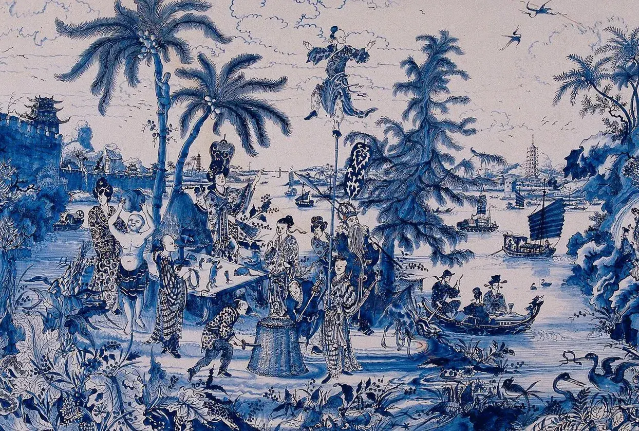 Plaque avec un paysage de chinoiserie